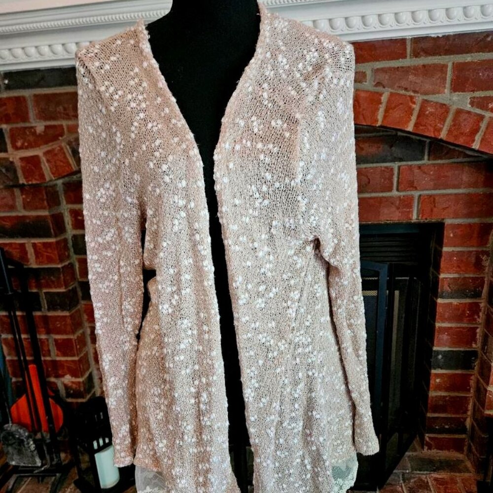 Beautiful, Lightweight Cardigan, with Lace Trim. Vintage Style. Size XL